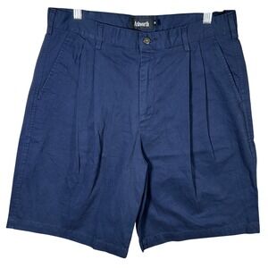 Ashworth Men's Classic Twill Pleated Shorts Size 33 Navy‎ Blue Golf Wear New